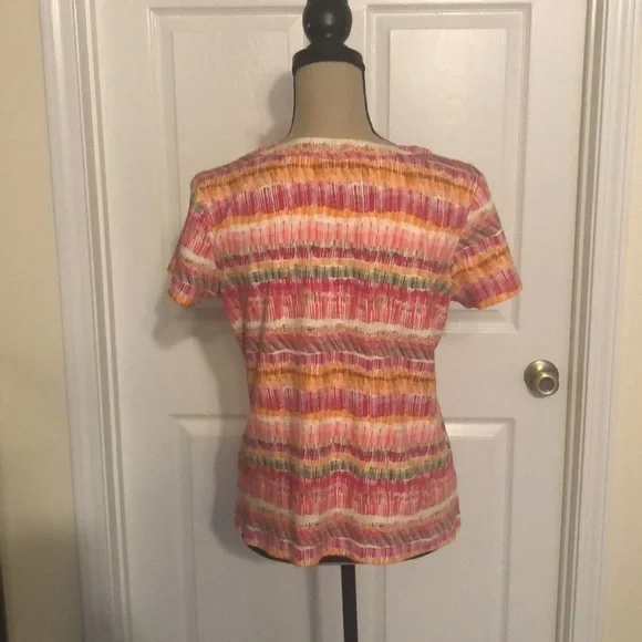 Kim Rogers Multicolored Striped T-Shirt Size Large - Picture 3 of 11